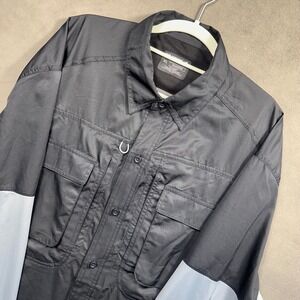 Reel Legends Blackfin Fishing Shirt Mens XL Black Grey Long Sleeve Excellent